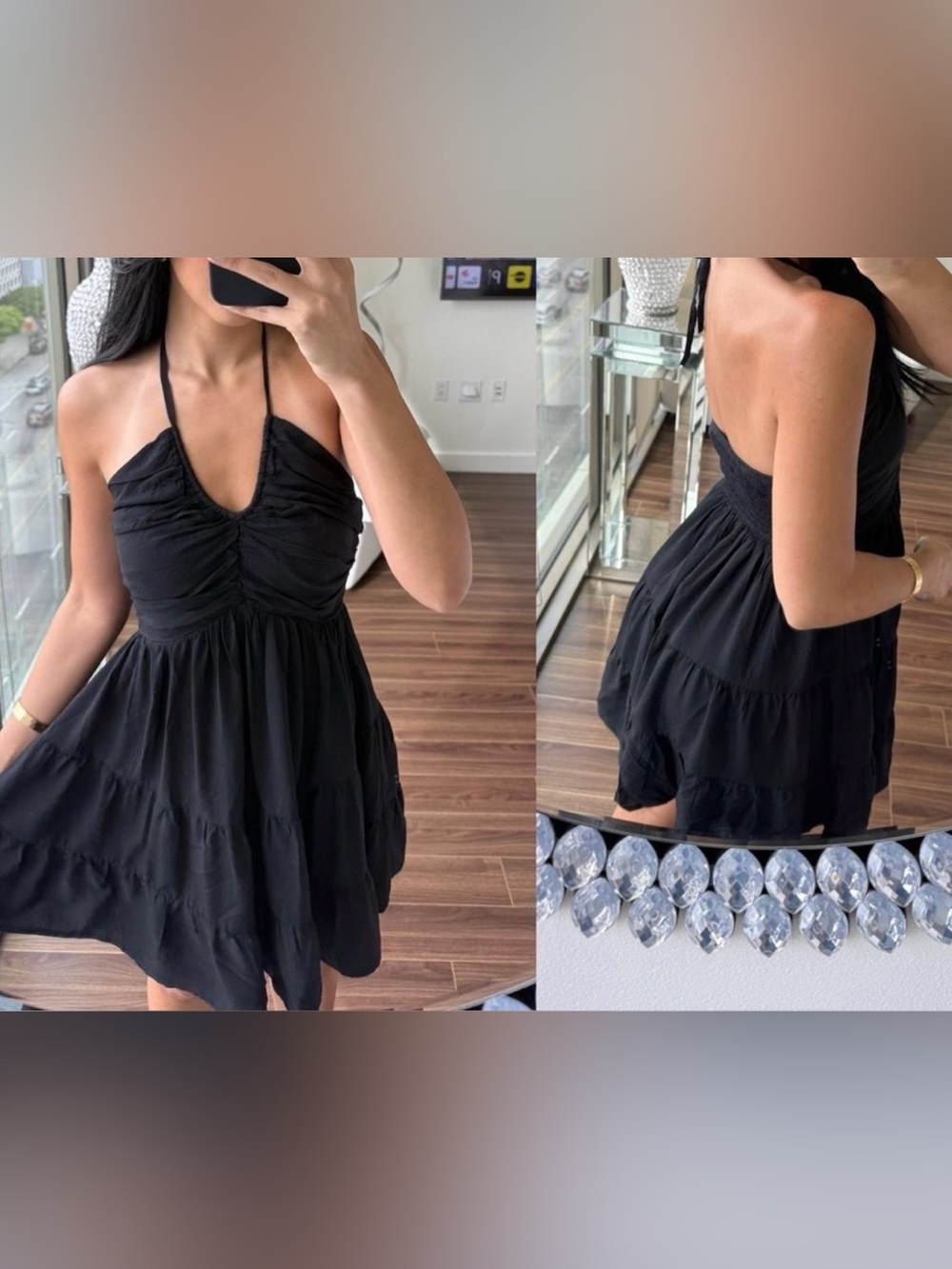 Black Halter Mini Dress - Elegant Tiered Summer Dress